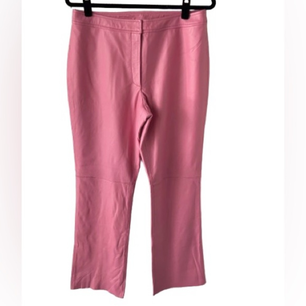 Vintage Carnation Pink Leather Pants Lamb 90s Designer Large 12 JDS Collections